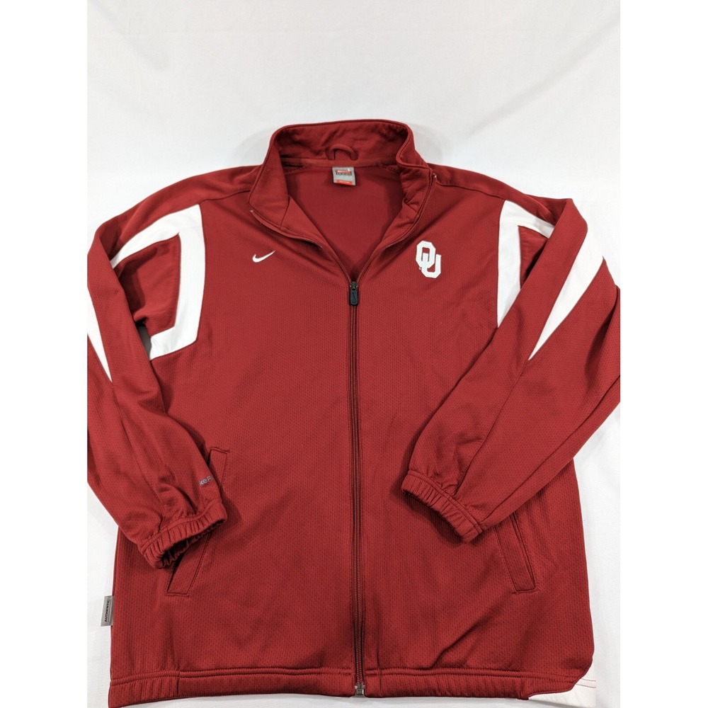 Vintage Nike Team Oklahoma Sooners Jacket Fit Dry Full Zip Thick Y2K Maroon L